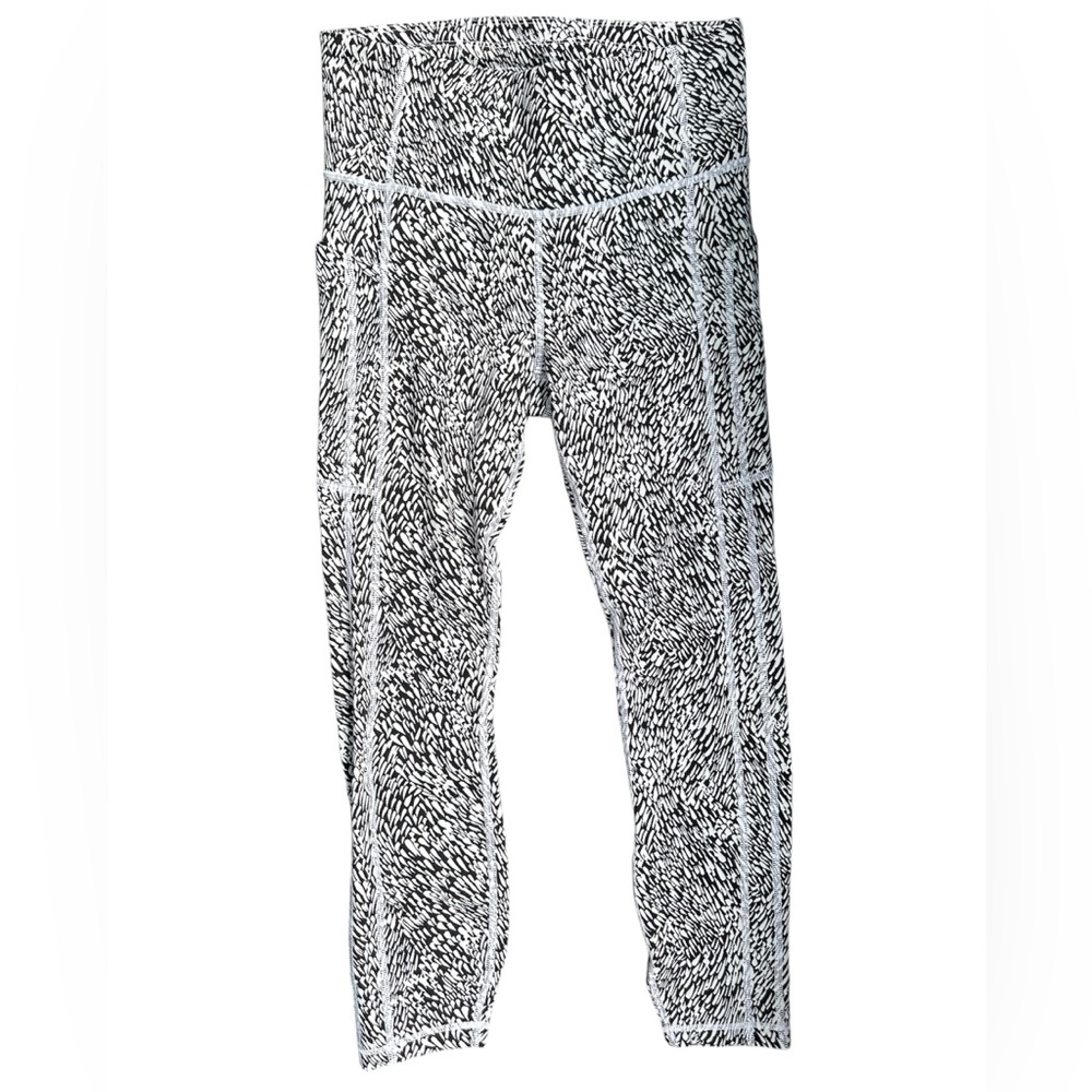 Athleta ULTIMATE STASH II TEXTURED 7/8 TIGHT Size M Tailwind Black/White